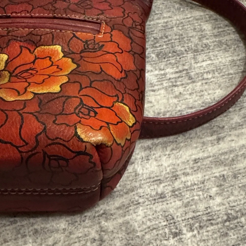 Biacci painted Leather Floral Red and Orange Women's Bag